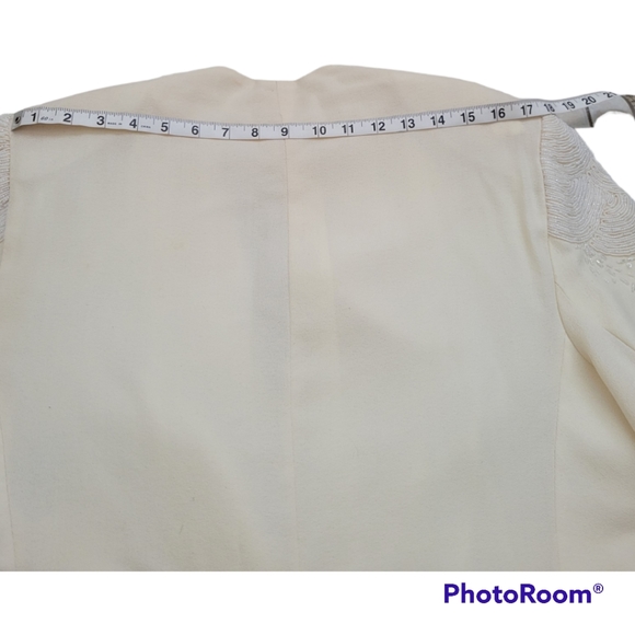 White Cream Wool Beaded Embalished  Skirt and Blazer Jacket Set Suit Size 20W - Picture 8 of 17